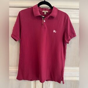 BURBERRY Boys Raspberry Pique Polo Shirt Classic, Large